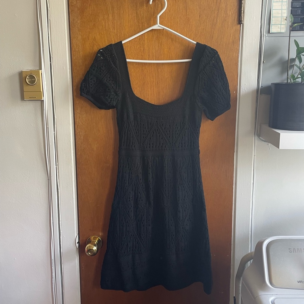 Black crochet dress